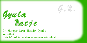 gyula matje business card